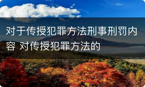 对于传授犯罪方法刑事刑罚内容 对传授犯罪方法的