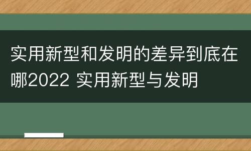 实用新型和发明的差异到底在哪2022 实用新型与发明