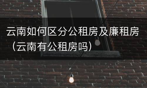 云南如何区分公租房及廉租房（云南有公租房吗）