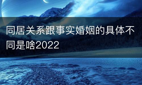 同居关系跟事实婚姻的具体不同是啥2022