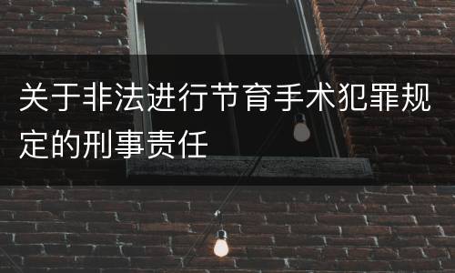 关于非法进行节育手术犯罪规定的刑事责任