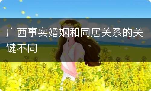 广西事实婚姻和同居关系的关键不同