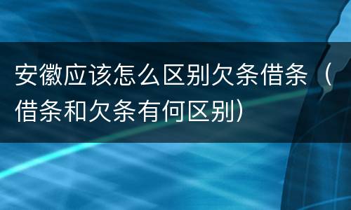 安徽应该怎么区别欠条借条（借条和欠条有何区别）