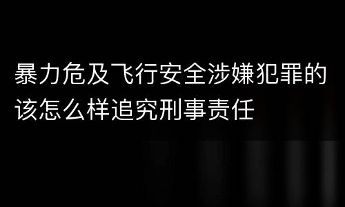 暴力危及飞行安全涉嫌犯罪的该怎么样追究刑事责任