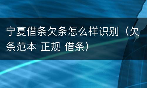 宁夏借条欠条怎么样识别（欠条范本 正规 借条）