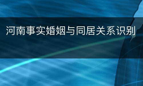 河南事实婚姻与同居关系识别