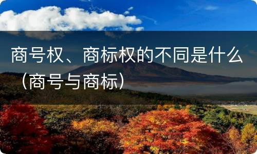 商号权、商标权的不同是什么（商号与商标）