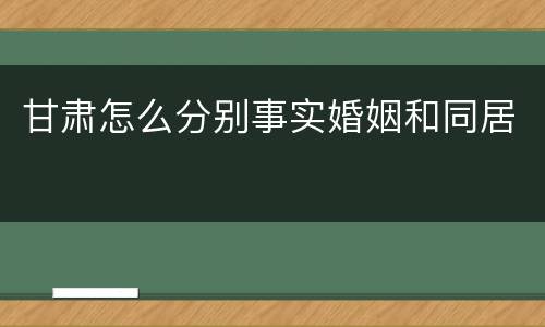 甘肃怎么分别事实婚姻和同居