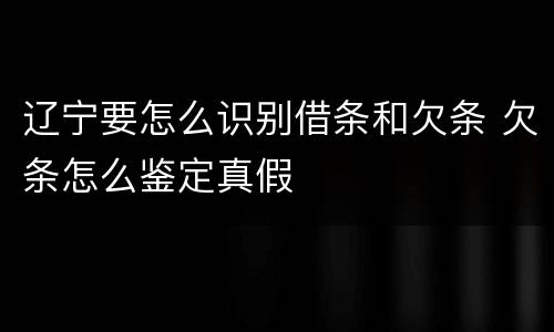 辽宁要怎么识别借条和欠条 欠条怎么鉴定真假