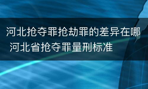 河北抢夺罪抢劫罪的差异在哪 河北省抢夺罪量刑标准