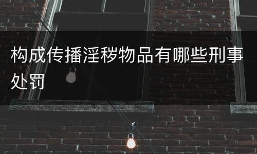 构成传播淫秽物品有哪些刑事处罚