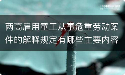 两高雇用童工从事危重劳动案件的解释规定有哪些主要内容