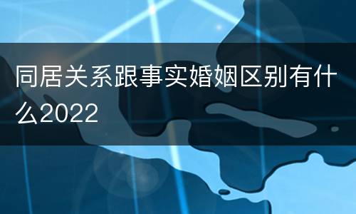 同居关系跟事实婚姻区别有什么2022