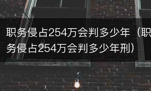 职务侵占254万会判多少年（职务侵占254万会判多少年刑）