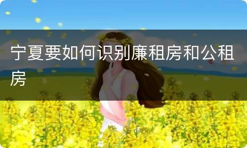 宁夏要如何识别廉租房和公租房