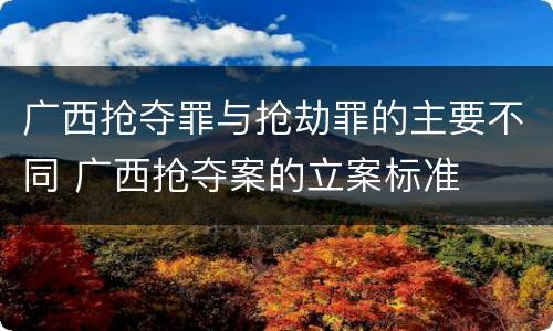 广西抢夺罪与抢劫罪的主要不同 广西抢夺案的立案标准