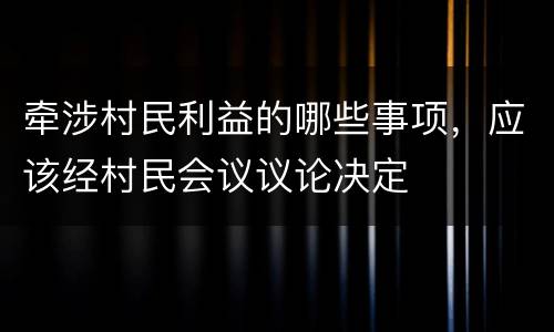 牵涉村民利益的哪些事项，应该经村民会议议论决定