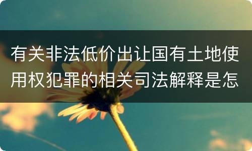 有关非法低价出让国有土地使用权犯罪的相关司法解释是怎样的