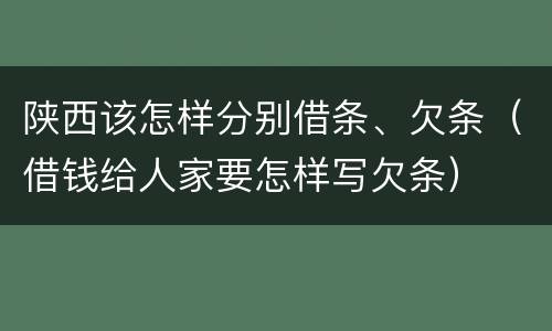 陕西该怎样分别借条、欠条（借钱给人家要怎样写欠条）