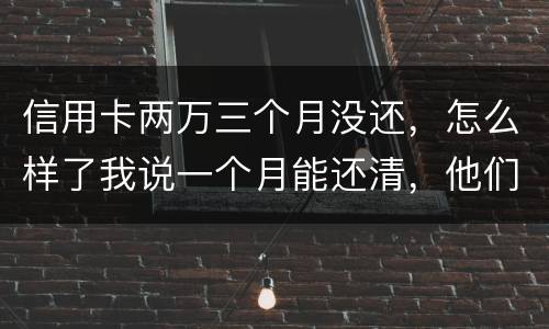 信用卡两万三个月没还，怎么样了我说一个月能还清，他们及了能坐牢吗