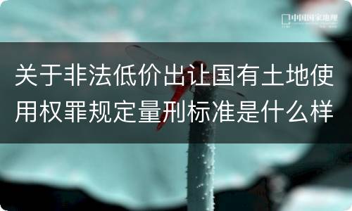 关于非法低价出让国有土地使用权罪规定量刑标准是什么样