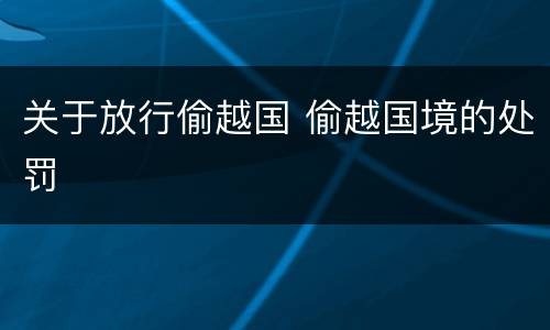 关于放行偷越国 偷越国境的处罚