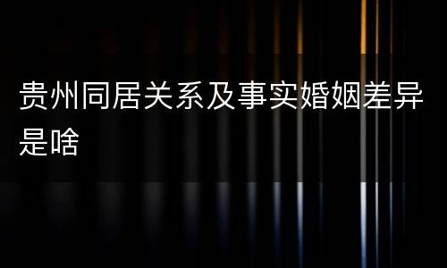 贵州同居关系及事实婚姻差异是啥