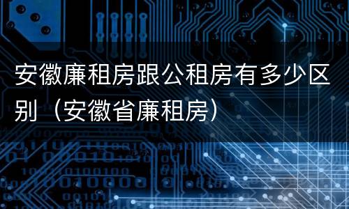 安徽廉租房跟公租房有多少区别（安徽省廉租房）