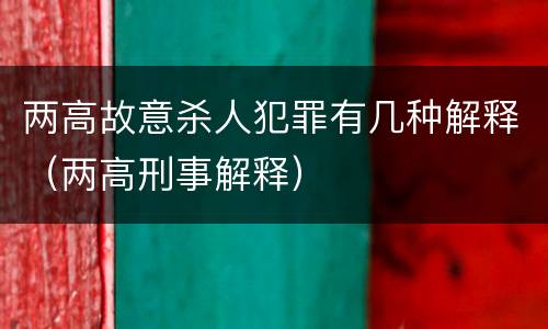 两高故意杀人犯罪有几种解释（两高刑事解释）