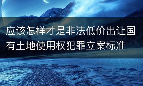 应该怎样才是非法低价出让国有土地使用权犯罪立案标准