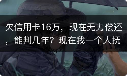 欠信用卡16万，现在无力偿还，能判几年？现在我一个人抚养孩子，判刑后孩子怎么办