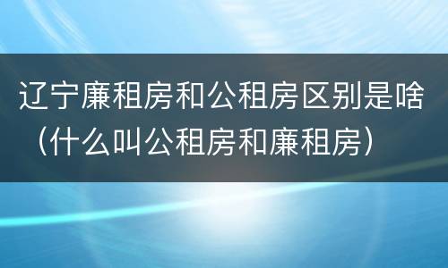 辽宁廉租房和公租房区别是啥（什么叫公租房和廉租房）