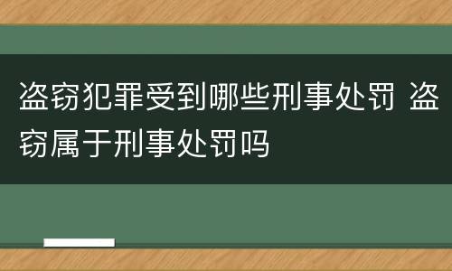 盗窃犯罪受到哪些刑事处罚 盗窃属于刑事处罚吗