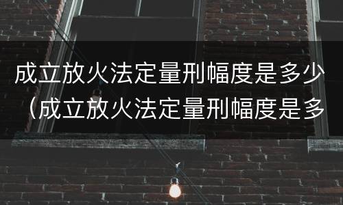 成立放火法定量刑幅度是多少（成立放火法定量刑幅度是多少天）