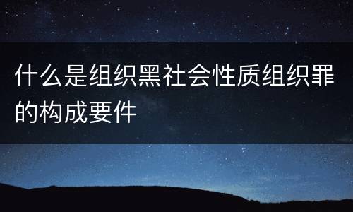 什么是组织黑社会性质组织罪的构成要件