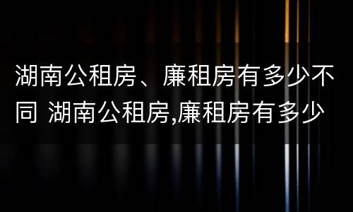 湖南公租房、廉租房有多少不同 湖南公租房,廉租房有多少不同的