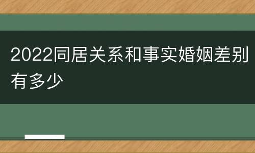 2022同居关系和事实婚姻差别有多少