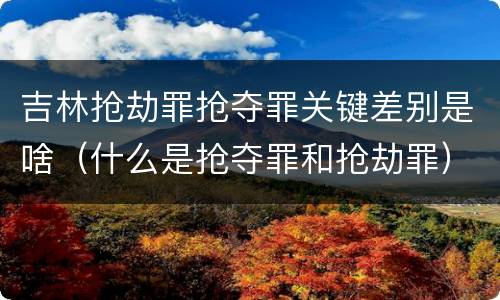 吉林抢劫罪抢夺罪关键差别是啥（什么是抢夺罪和抢劫罪）