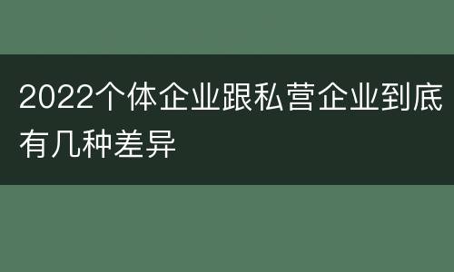 2022个体企业跟私营企业到底有几种差异