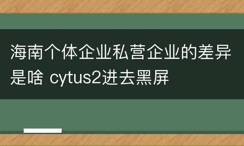 海南个体企业私营企业的差异是啥 cytus2进去黑屏