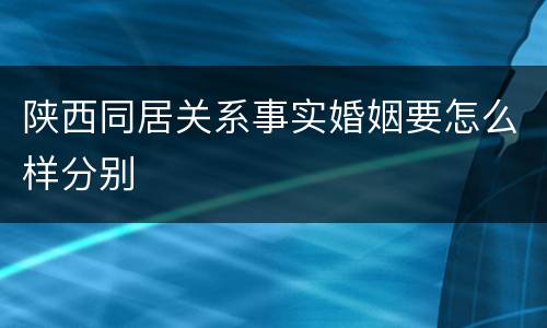 陕西同居关系事实婚姻要怎么样分别