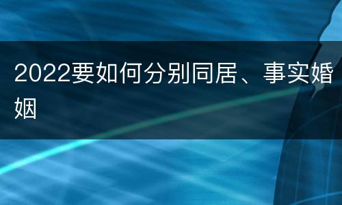 2022要如何分别同居、事实婚姻