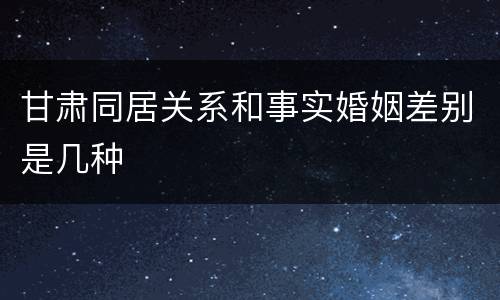 甘肃同居关系和事实婚姻差别是几种