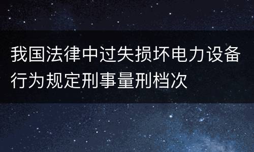 我国法律中过失损坏电力设备行为规定刑事量刑档次