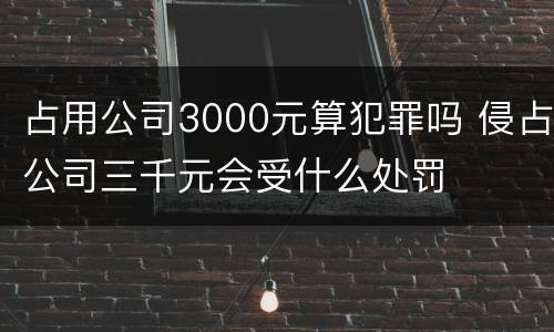 占用公司3000元算犯罪吗 侵占公司三千元会受什么处罚