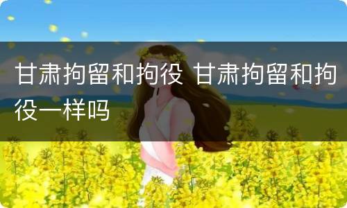 甘肃拘留和拘役 甘肃拘留和拘役一样吗