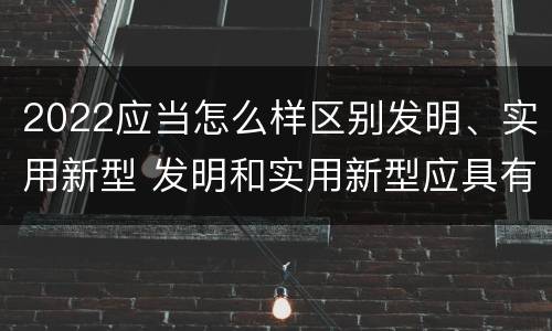 2022应当怎么样区别发明、实用新型 发明和实用新型应具有新颖性的含义