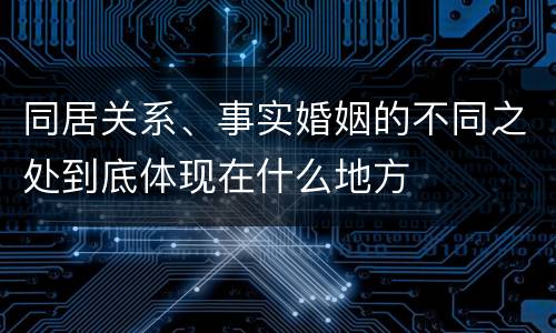 同居关系、事实婚姻的不同之处到底体现在什么地方