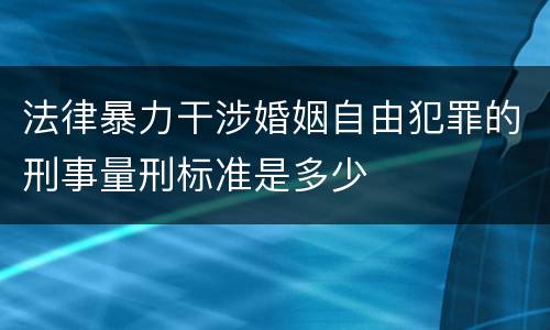 法律暴力干涉婚姻自由犯罪的刑事量刑标准是多少