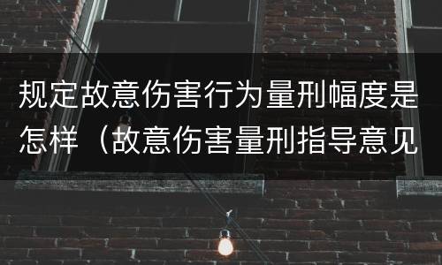 规定故意伤害行为量刑幅度是怎样（故意伤害量刑指导意见）